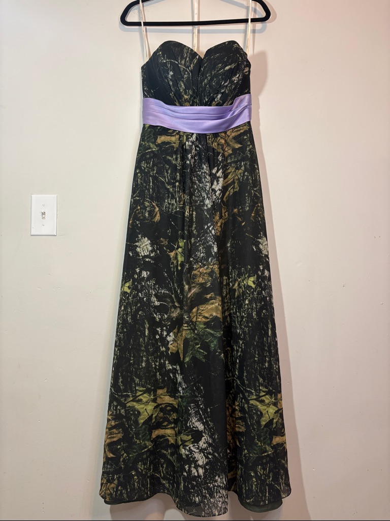 Christina Wu Celebrations Camo Camoflauge All Over Print Dress Formal Ball Gown